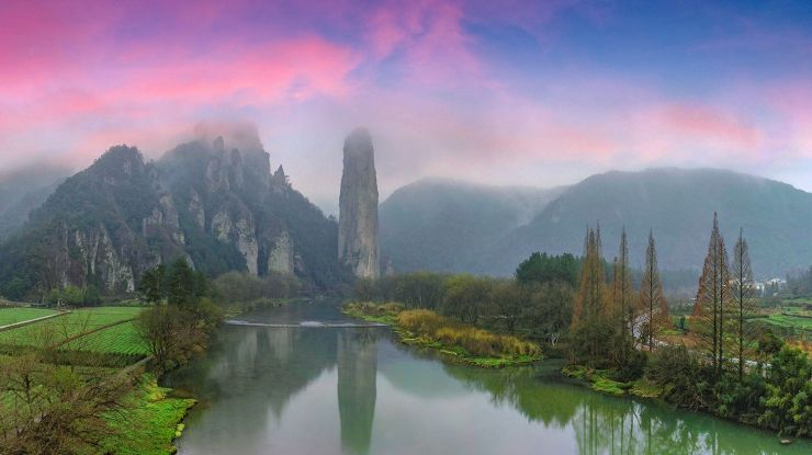 紫气东来 航拍浙江缙云仙都