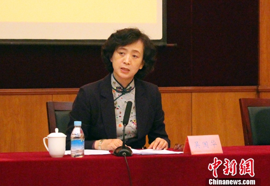 图为吴国华在通气会上讲话。<a target='_blank' href='http://www.chinanews.com/'>中新社</a>记者 张晓曦 摄