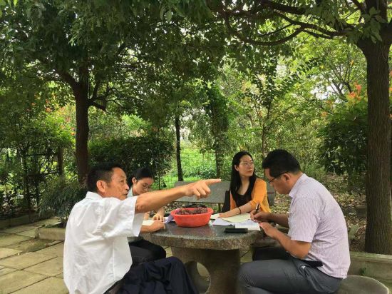 记者在陆郢村采访。张文俊摄