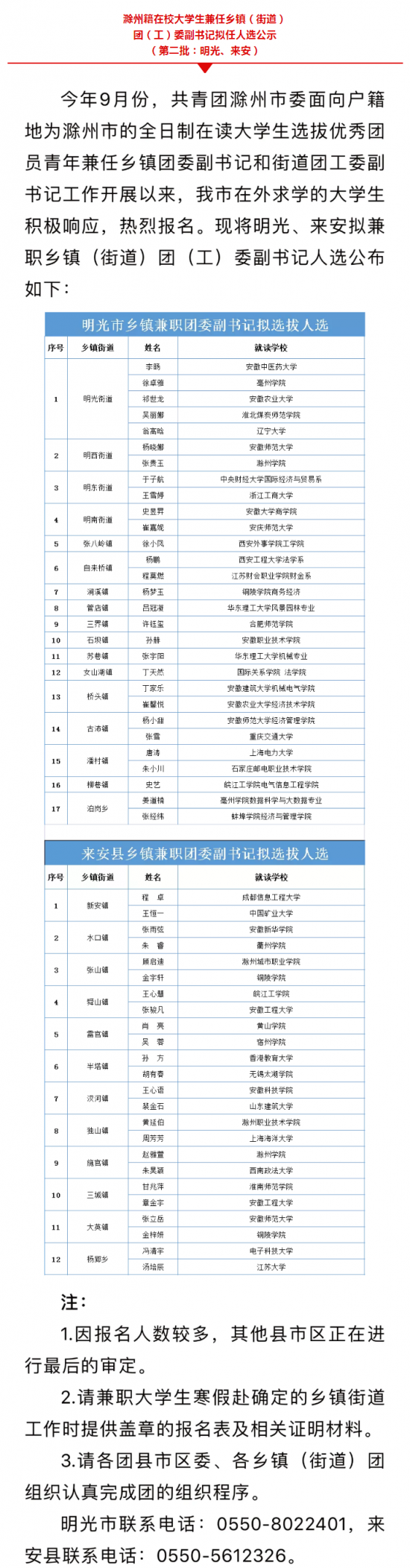 滁州两地拟任公示！